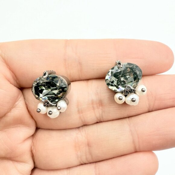 Noir Petit Studs Crystal Rhinestones Earrings - Picture 3 of 6